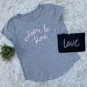 Loft Vintage Soft Graphic Tee 💗 Gray & Pink